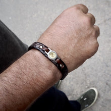 Charger l'image dans la galerie, BRACELET Homme acier et cuir tressé plat BANG BANG N.21 SB021-BM-20