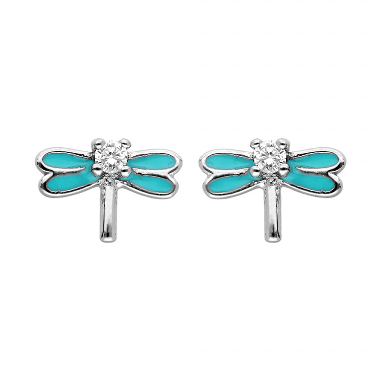 BOUCLES D'OREILLES Junior libellules bleues ARGENT