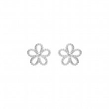 Charger l&#39;image dans la galerie, BOUCLES D&#39;OREILLES Dame fleur +pierre transparente ARGENT
