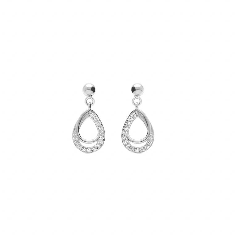 BOUCLES D'OREILLES Dame forme goutte ARGENT