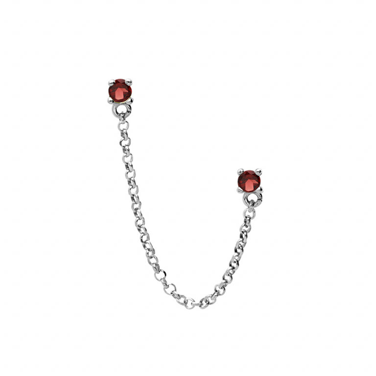 BOUCLE DOREILLE ARGENT OZ GRENAT A L UNITE