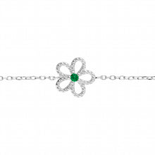 Charger l&#39;image dans la galerie, BRACELET Dame fleur pierre verte ARGENT

