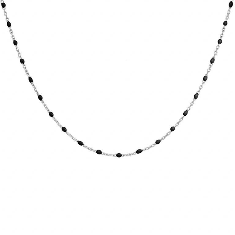 COLLIER Femme ARGENT RESINE NOIRE