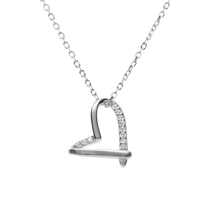 COLLIER Femme ARGENT RHODIE COEUR