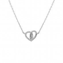 Charger l&#39;image dans la galerie, COLLIER Dame ARGENT RHODIÉ COEUR ENTRELACÉ OXYDES BLANCS
