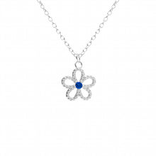 Charger l&#39;image dans la galerie, COLLIER Dame fleur +pierre bleue ARGENT

