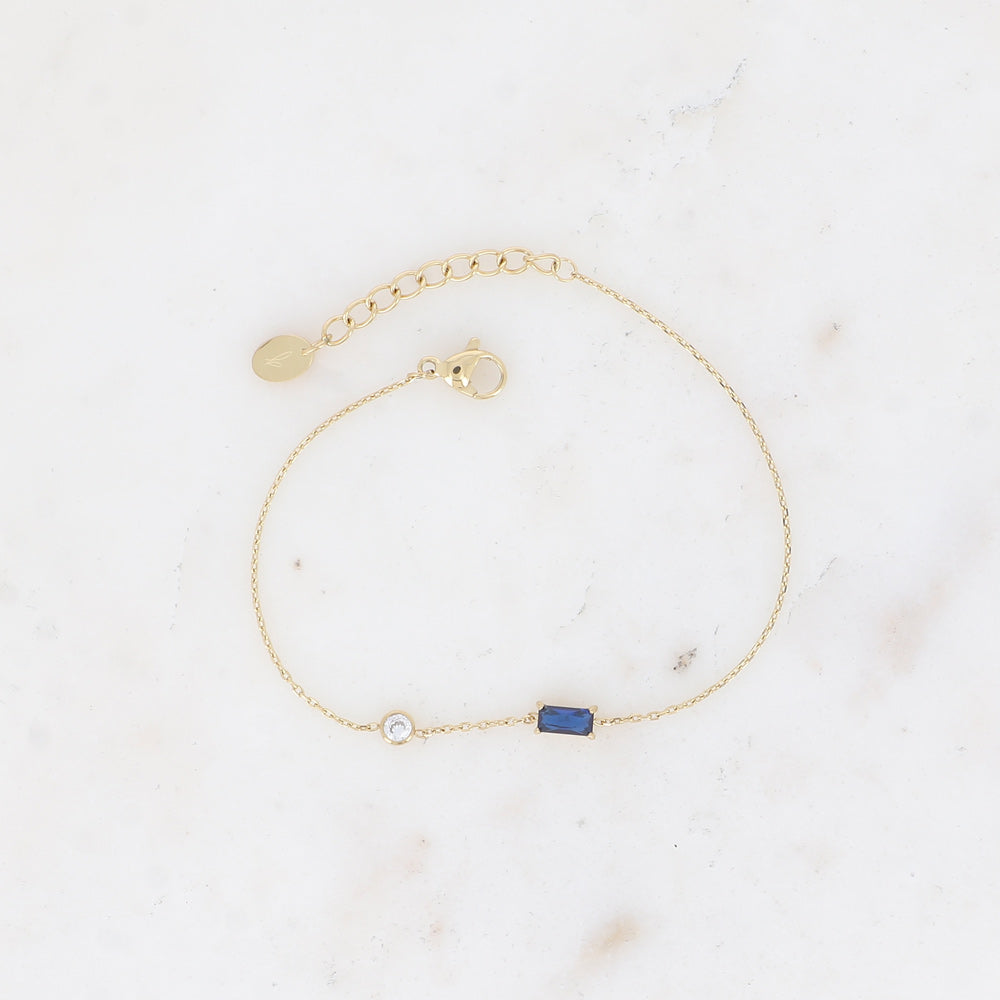 BRACELET Dame cristal rectangulaire et oxyde de zirconium  BLEU BOHM