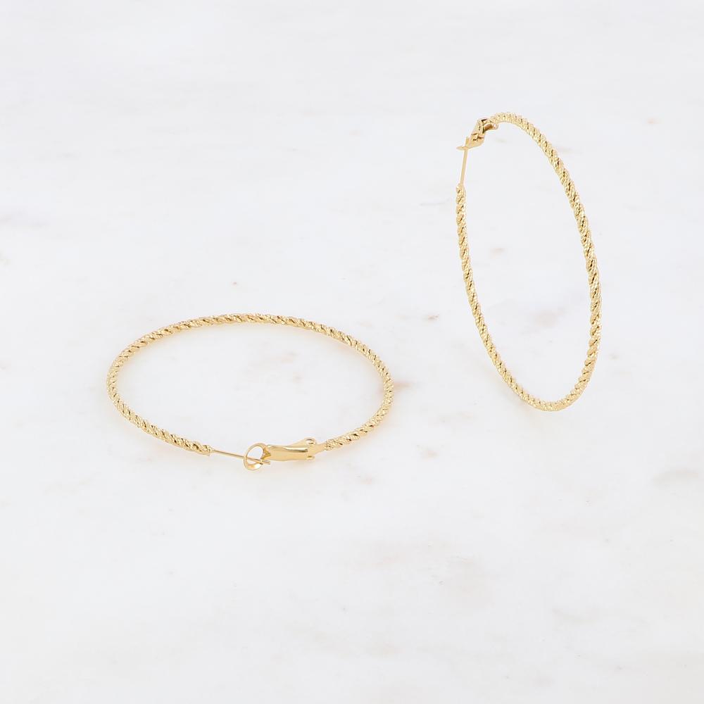BOUCLES D'OREILLES Dame Créoles torsadées Acier