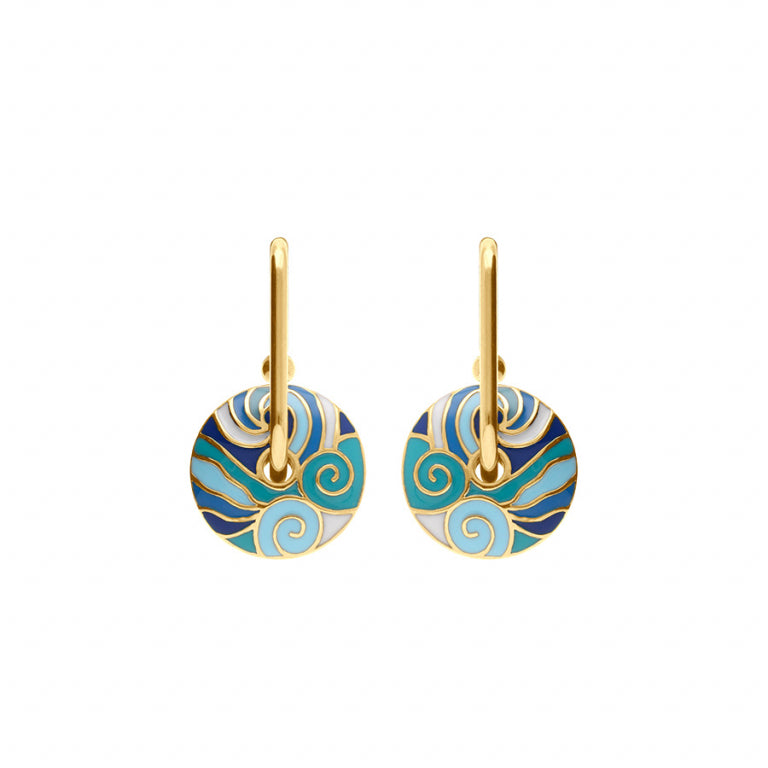 BOUCLES D OREILLES Femme acier STELLA MIA résine bleue