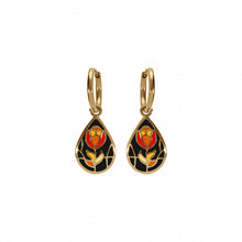 Charger l&#39;image dans la galerie, BOUCLES D&#39;OREILLES Dame tulipe rouge ACIER DORE STELLA MIA
