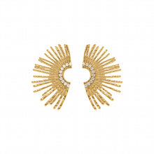 Charger l&#39;image dans la galerie, BOUCLES D OREILLES Dame ACIER DORE FORME EVENTAILLE  + OXYDES
