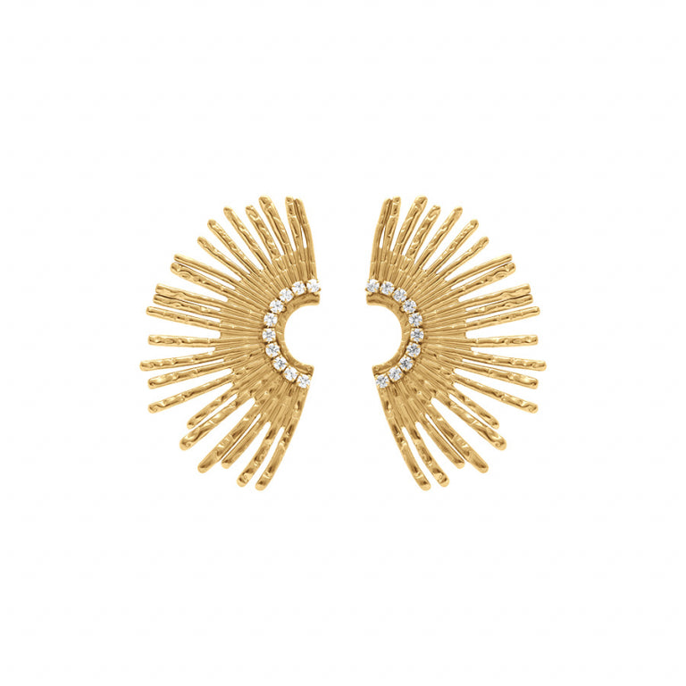 BOUCLES D OREILLES Dame ACIER DORE FORME EVENTAILLE  + OXYDES