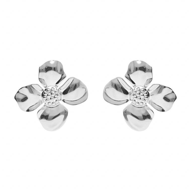 BOUCLES D OREILLES ACIER FLEUR
