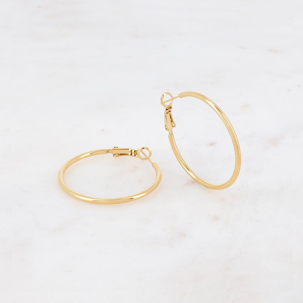 BOUCLES D'OREILLES Dame Créole à cliquet acier doré