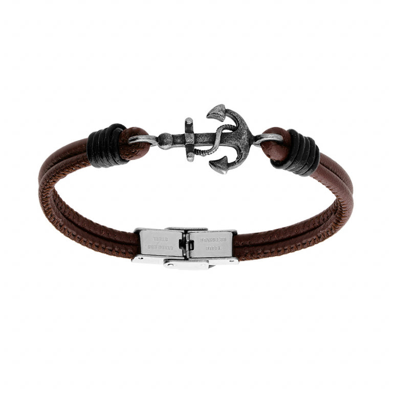 BRACELET Homme  cuir et ancre 120233