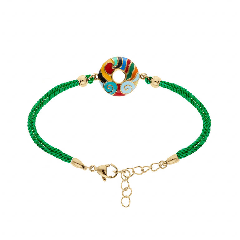 BRACELET Femme ACIER ET CORDON VERT STELLA MIA