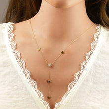 Charger l&#39;image dans la galerie, COLLIER Dame ACIER DORE FORME CRAVATE + PAPILLONS
