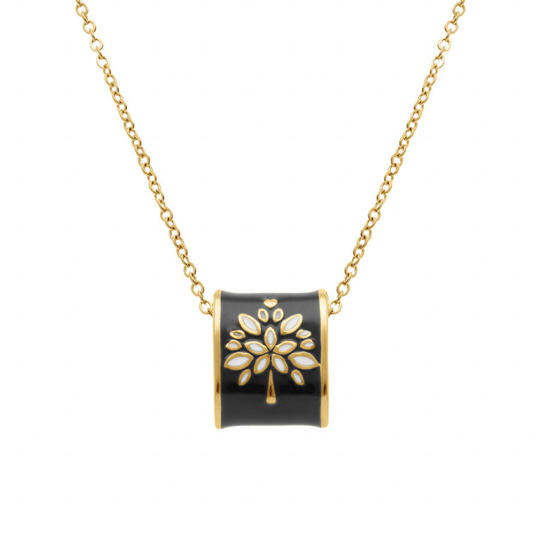 COLLIER Dame CYLINDRE NOIR arbre de vie STELLA MIA