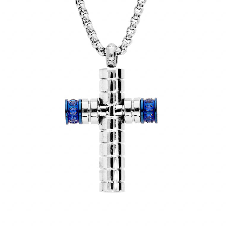 COLLIER Homme ACIER CROIX