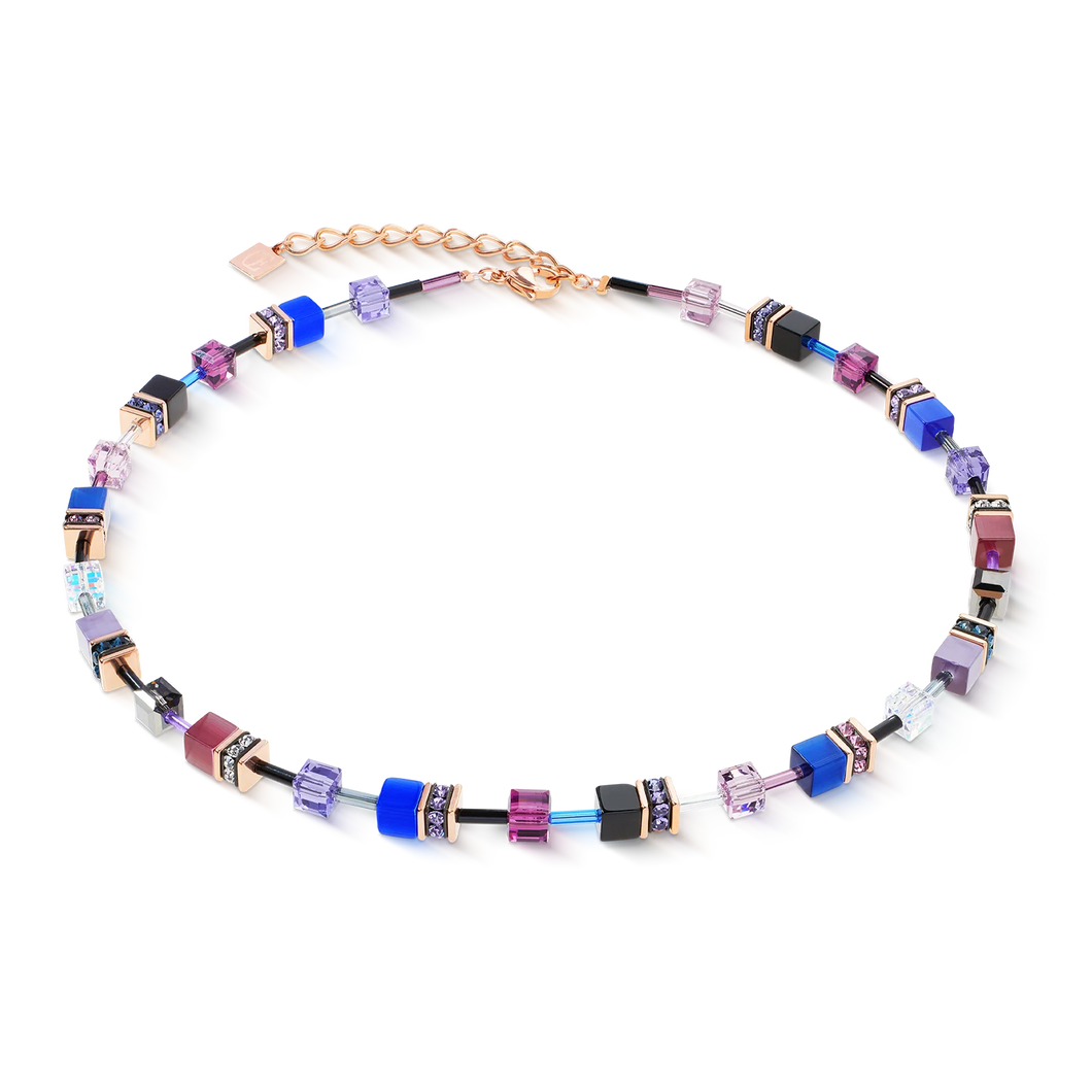 Collier DAME COEUR DE LION GeoCUBE® Iconic Blue Moon or rose