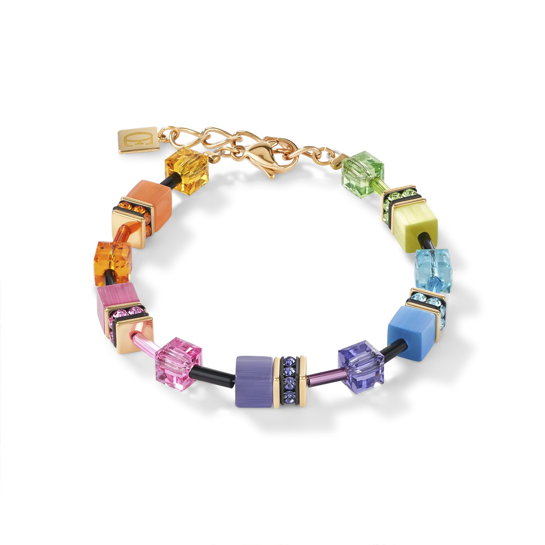 BRACELET Femme ACIER COEUR DE LION  GeoCUBE® multicolore rainbow gold 2838301573