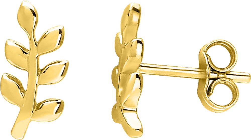 BOUCLES D'OREILLES Dame puces  Laurier OR JAUNE