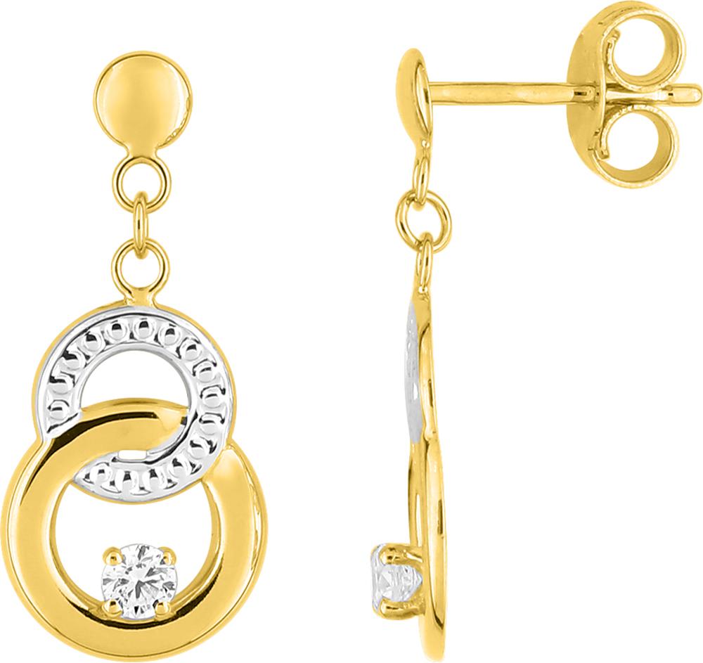 BOUCLES D'OREILLES Dame BICOLORES PENDANTES OXYDES