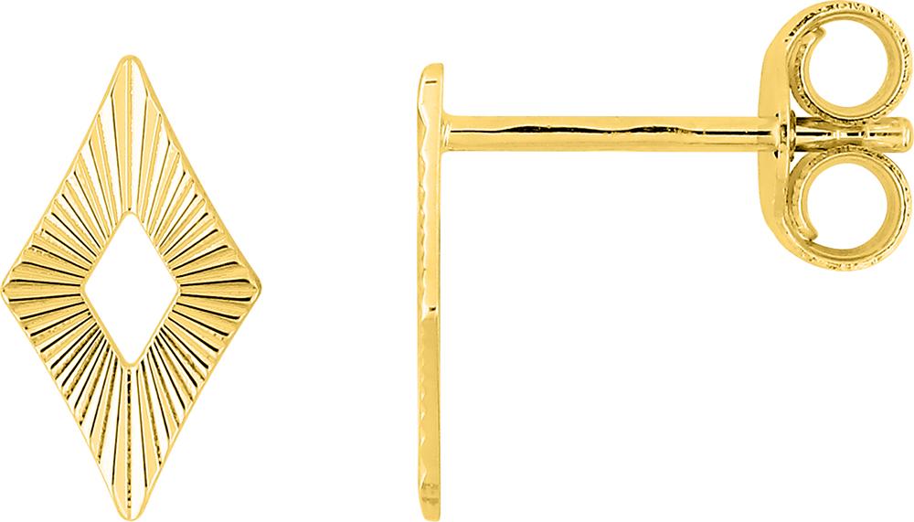 BOUCLES D'OREILLES Dame puces  losanges OR JAUNE