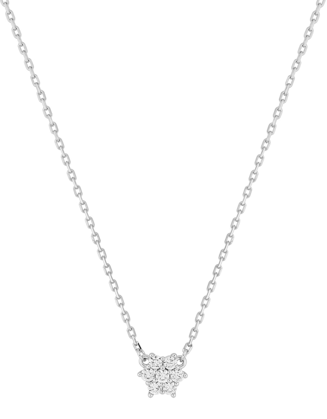 COLLIER ARGENT 925/81000° RHODIÉ MOTIF ETOILE PAVEE D'OXYDES