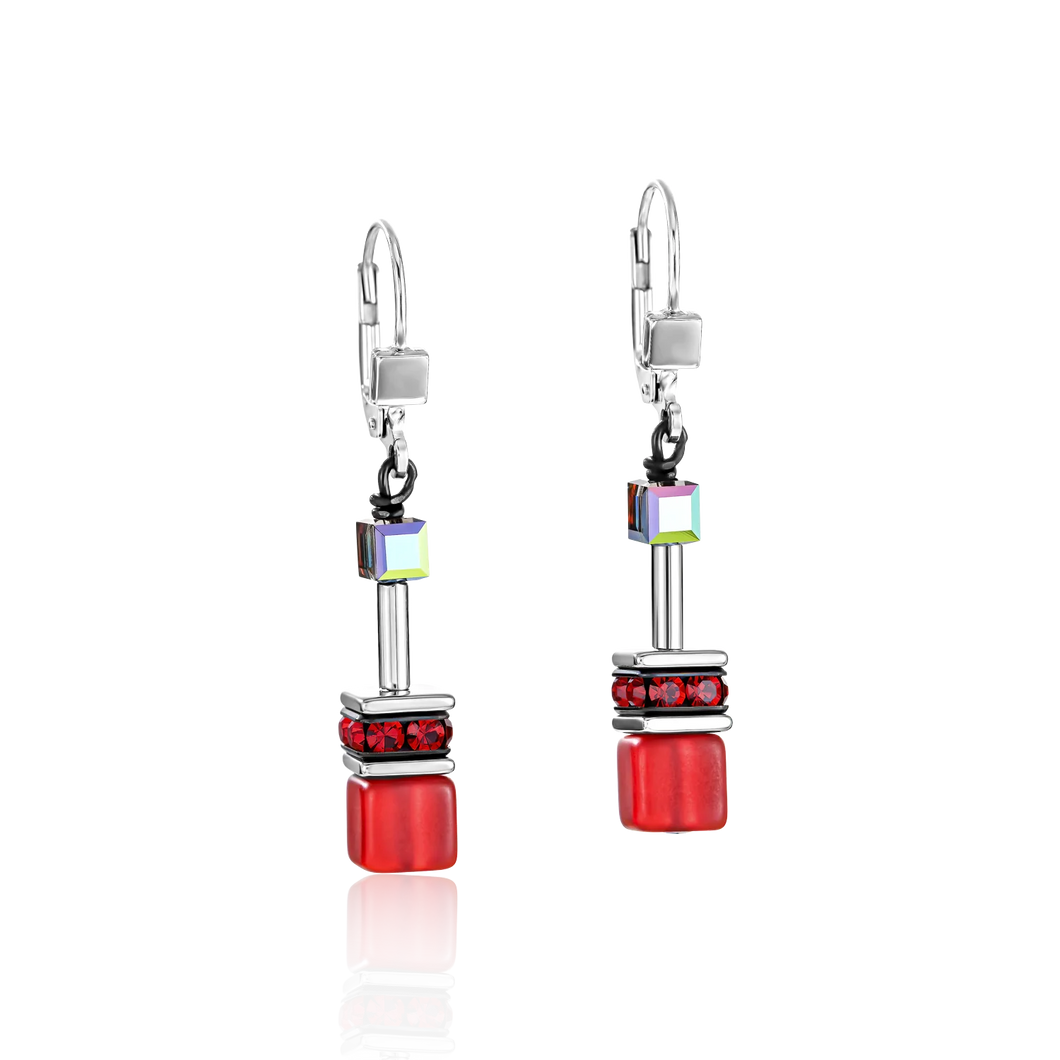 BOUCLES D'OREILLES Dame 4GeoCUBE® rouge4014/20-0312COEUR DE LION