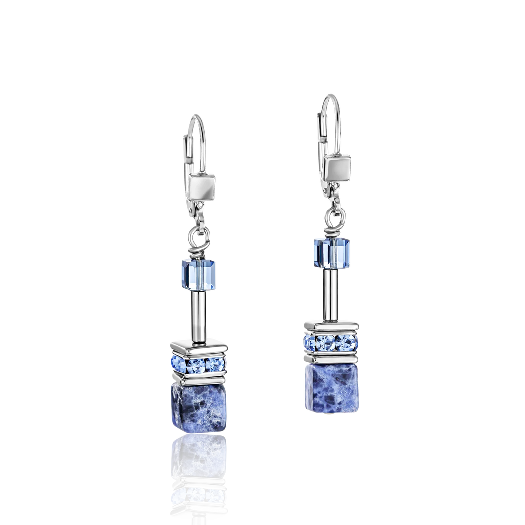 BOUCLES D'OREILLES Dame GeoCUBE® sodalite & hématite bleu 4017/20-0700  COEUR DE LION