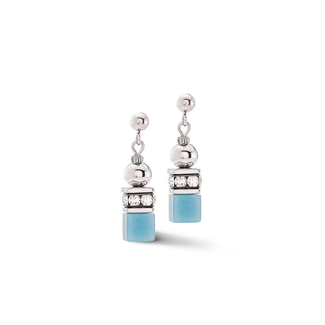 BOUCLES D'OREILLES DameGeoCUBE® Fusion Spheres bleu glacier 4082/21-0720 COEUR DE LION