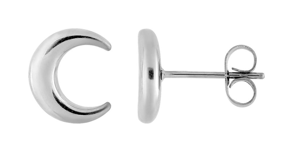 BOUCLES D'OREILLES Dame puces motif Lune ACIER INOXYDABLE