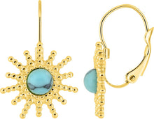 Charger l&#39;image dans la galerie, BOUCLES D&#39;OREILLES Dame dormeuses Agate blanche OU turquoise ACIER DORE
