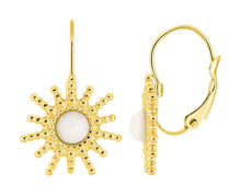 Charger l&#39;image dans la galerie, BOUCLES D&#39;OREILLES Dame dormeuses Agate blanche OU turquoise ACIER DORE
