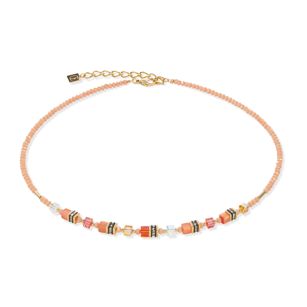 collier Femme ACIER COEUR DE LION Mini Cubes orange 4565/10-0200