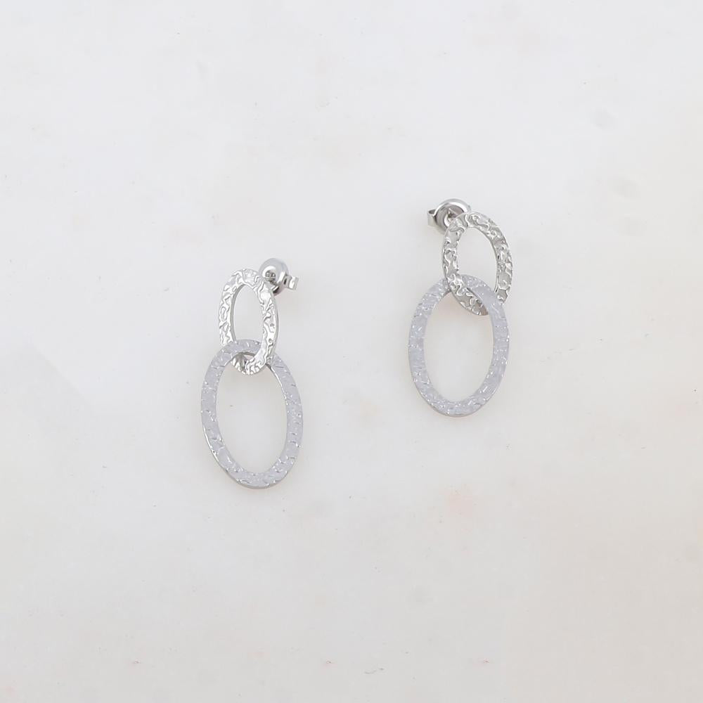 BOUCLES D'OREILLES Dame double anneau acier IKITA