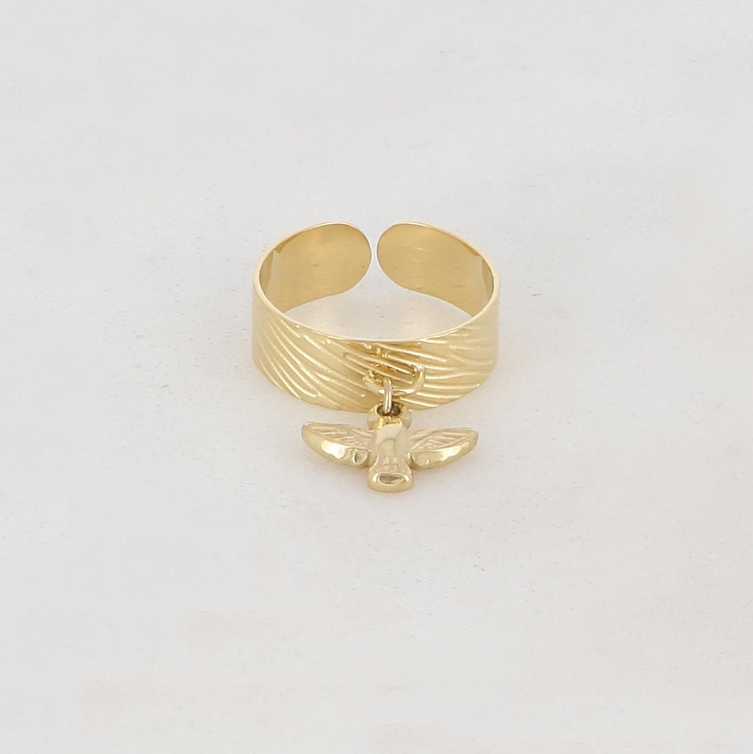 BAGUE Dame Ajustable pampille oiseau