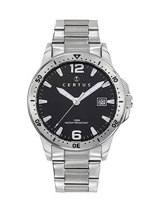 MONTRE Homme bracelet acier analogique fond noir  CERTUS 616458