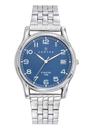 MONTRE Homme bracelet acier fond bleu CERTUS 616569