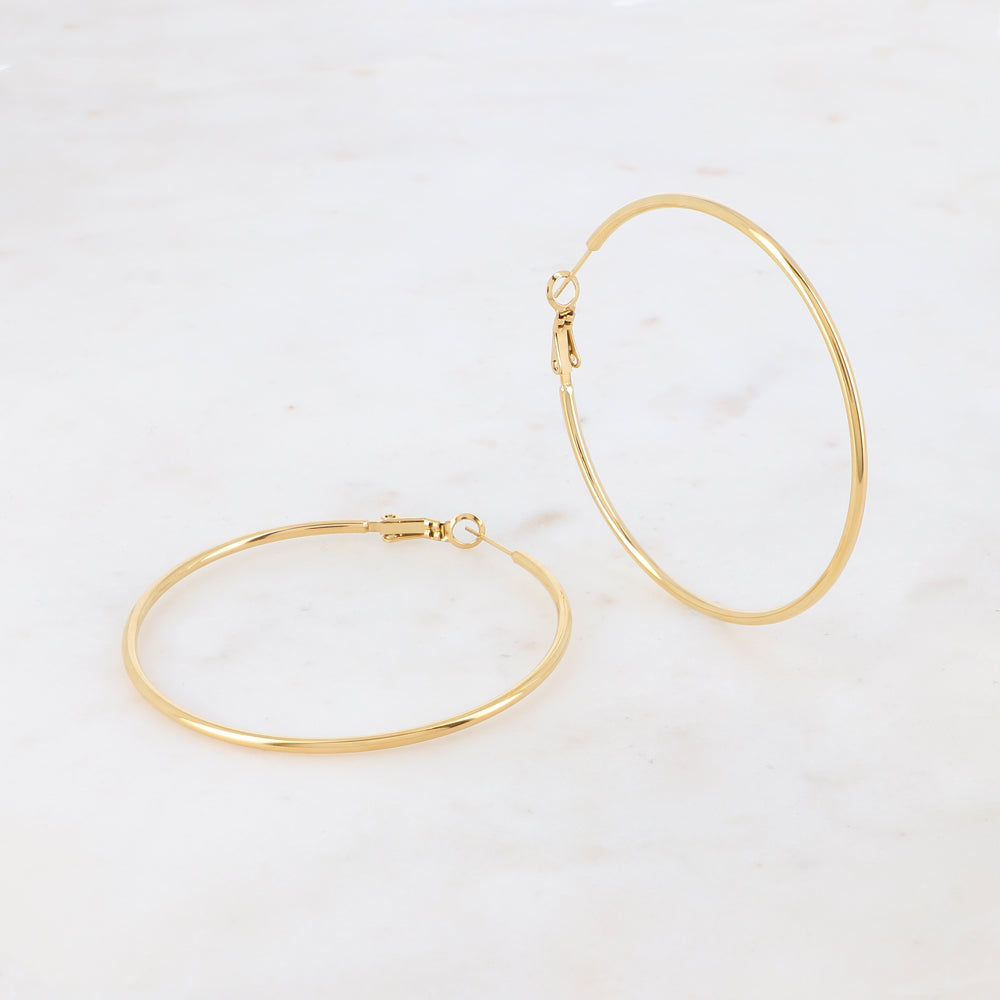 BOUCLES D'OREILLES Dame Créoles acier à cliquet