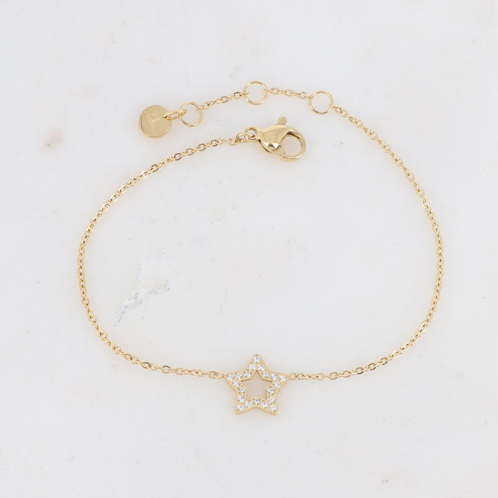 BRACELET Dame étoile avec zirconium acier doré BOHM