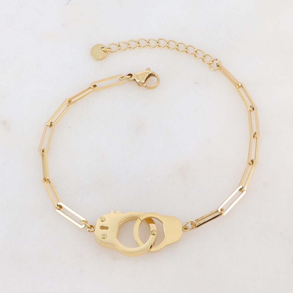 BRACELET Dame Menottes acier doré