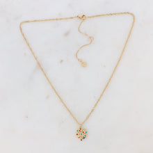 Charger l&#39;image dans la galerie, Collier Femme Tracy acier trèfle serti d&#39;oxydes multicolores BOHM
