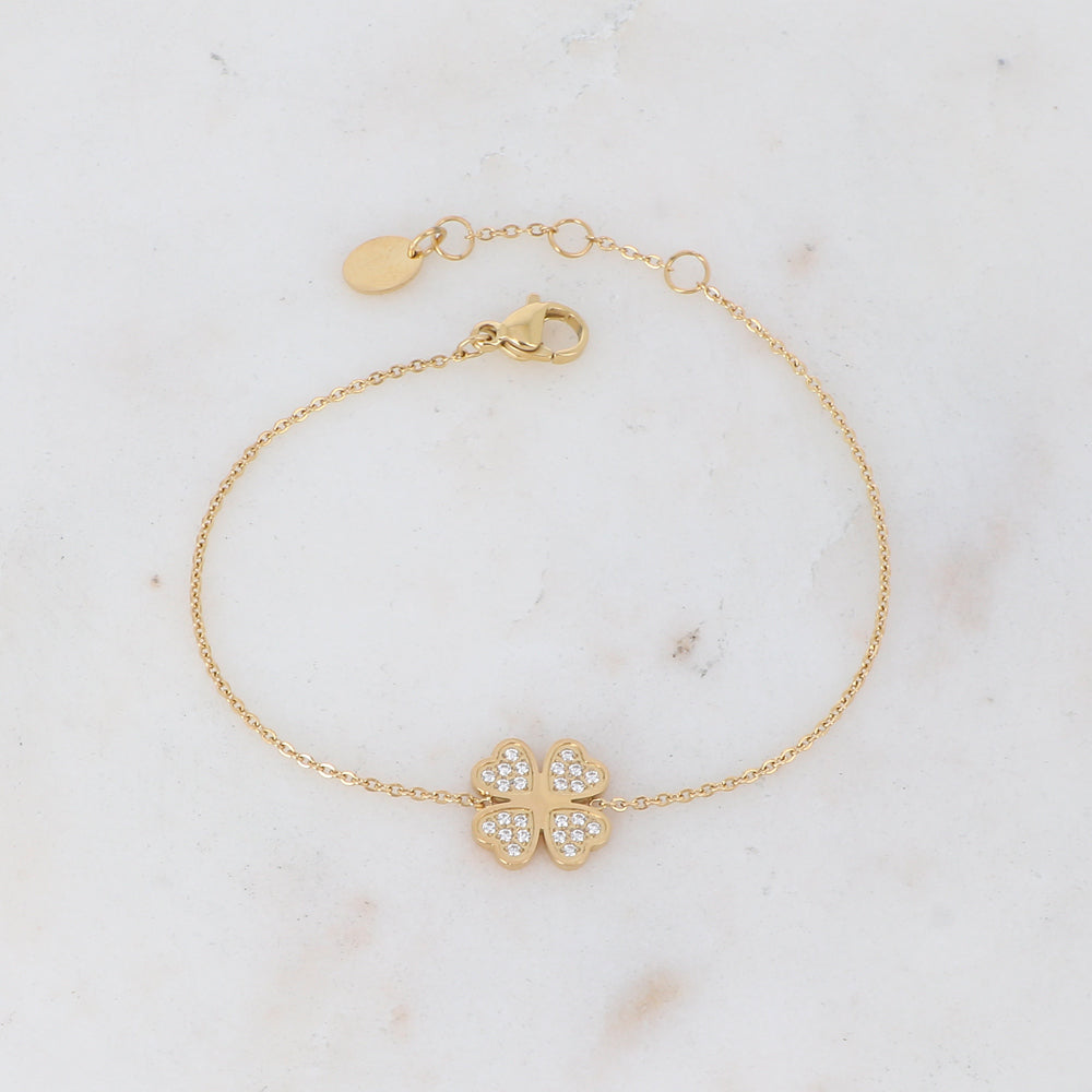 BRACELET Femme acier doré Trèfle BOHM