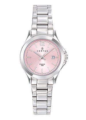 Certus Montre Femme Acier Argenté fond rose 641402