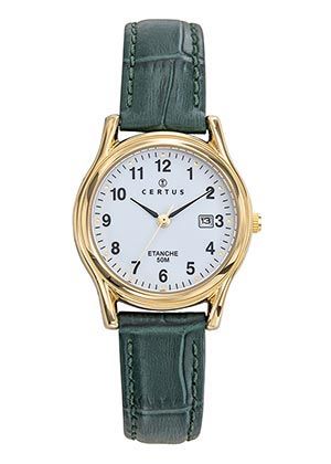 MONTRE Dame bracelet cuir vert fond blanc CERTUS 646607