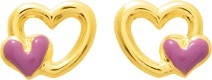 BOUCLES D OREILLES Enfant OR JAUNE COEUR LAQUE