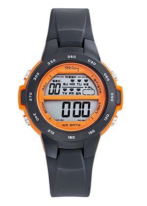 MONTRE Enfant noire et orange TEKDAY 654962