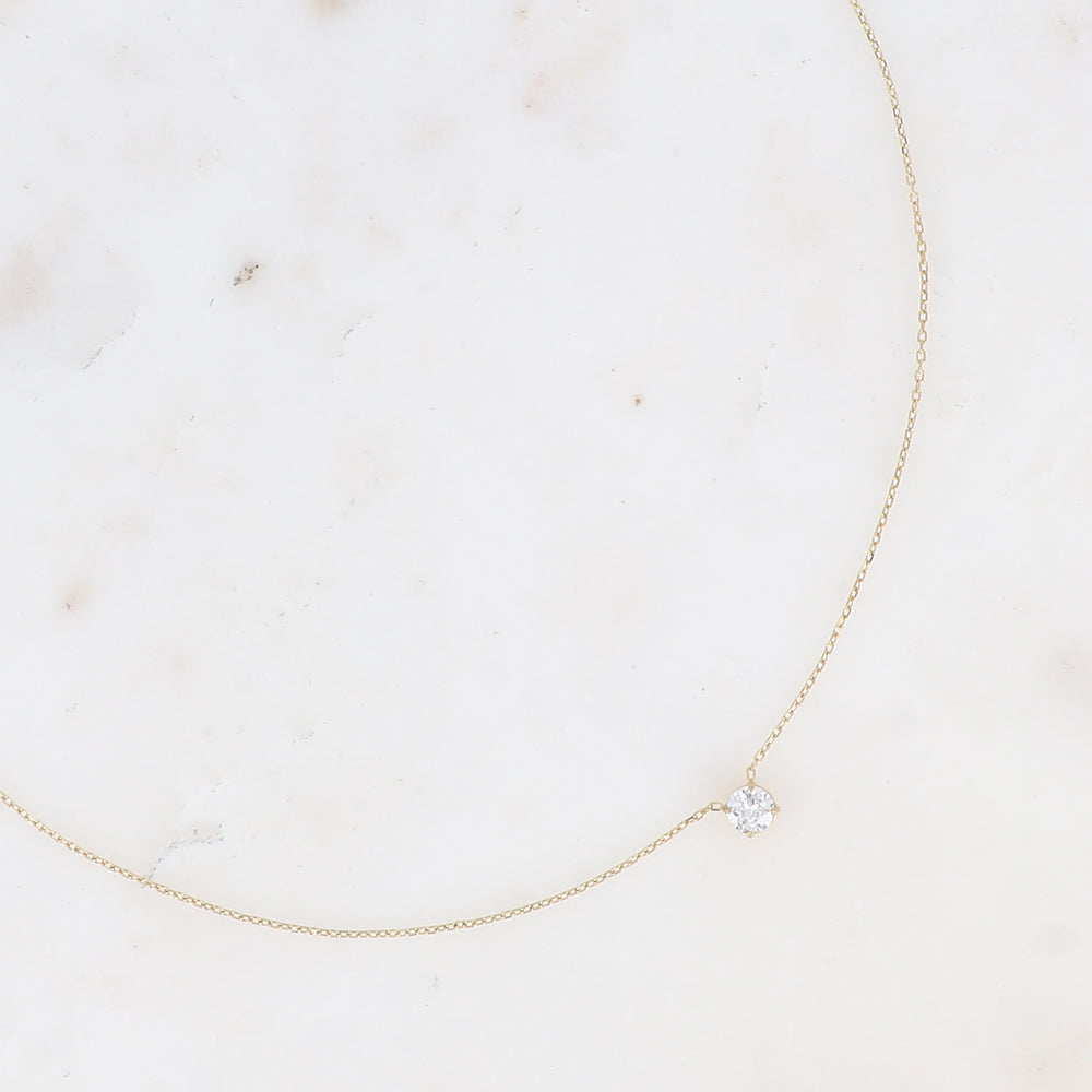 COLLIER Dame  cristal ROND Acier Doré ou argenté BOHM
